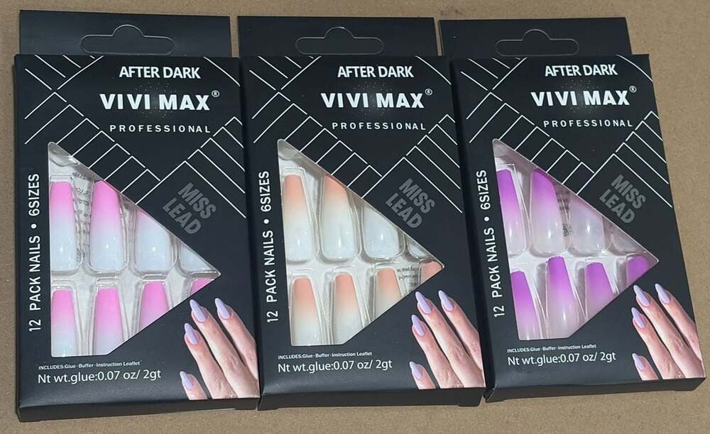 Bundle of 3 Vivi Max Professional After Dark Miss Lead Press-On Nail Set